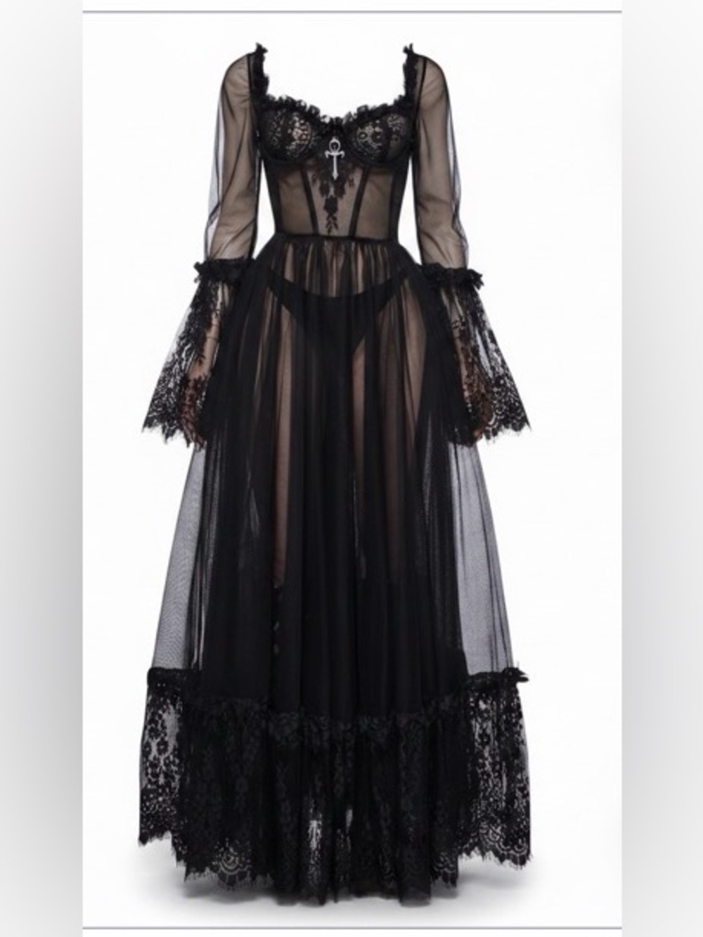 Widow "Dance With Death" Maxi Dress from Dolls Kill, Size XXS